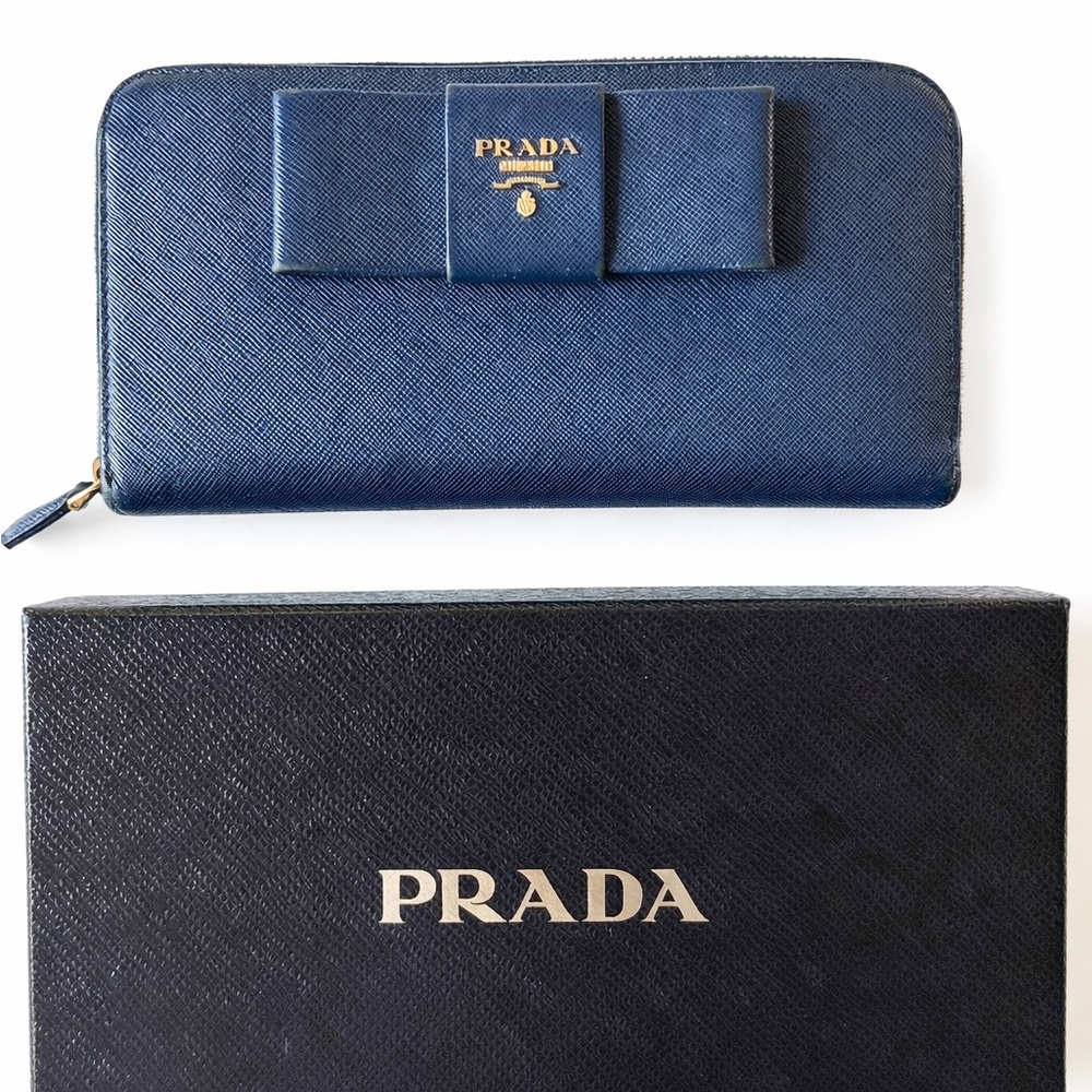 Prada Navy Saffiano Leather Wallet